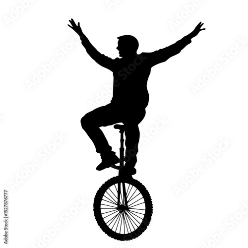 a black silhouette of a man riding a bike bicycle, bike, black, jump, man, ride, silhouette , Generative art.