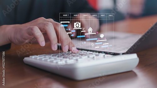 Fotografi Financial planning and budgeting concept, professional calculating expenses and