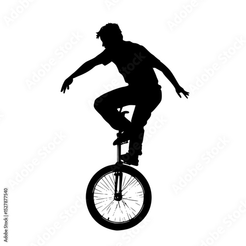 a black silhouette of a man riding a bike bicycle, bike, black, jump, man, ride, silhouette , Generative art.