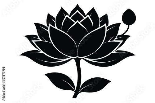 Elegant Black and White Lotus Flower Illustration A Symbol of Purity and Serenity