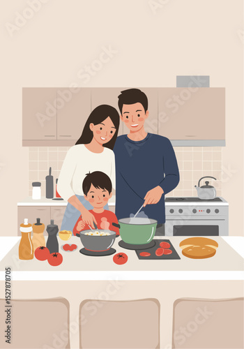 young couple cooking together