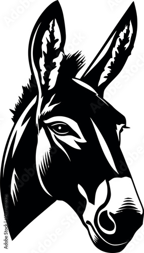 Black and White donkey Head – Minimalist Line Art Vector Illustration for Logo or Print Design
