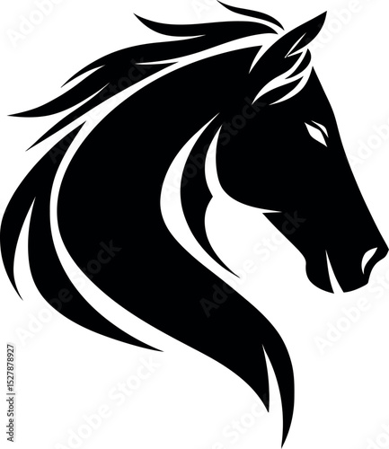 Black and White horse Head – Minimalist Line Art Vector Illustration for Logo or Print Design