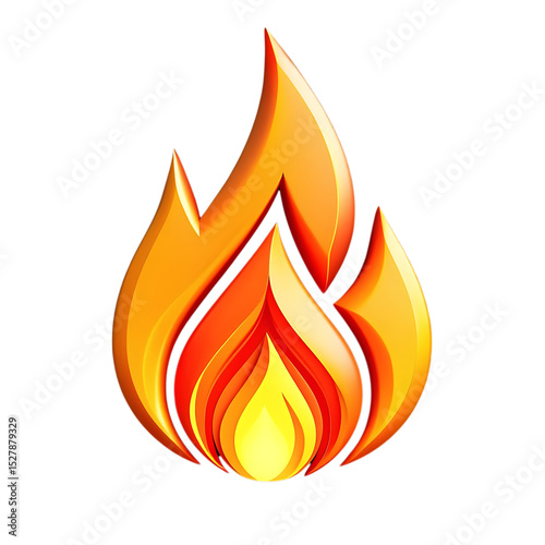 Abstract 3d flame icon graphic design element isolated on white background