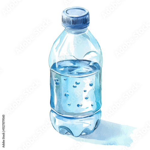 Micellar Water, watercolor drawing vector, high quality, isolated on a white background.