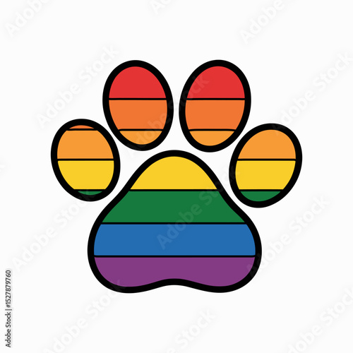 Rainbow paw print symbol for pride and diversity