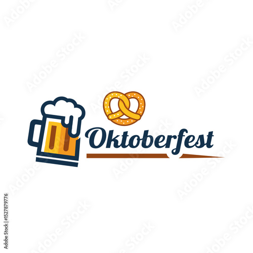 Logo design for Oktoberfest featuring beer mug and pretzel  