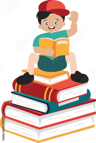 Children Reading a Books Illustration