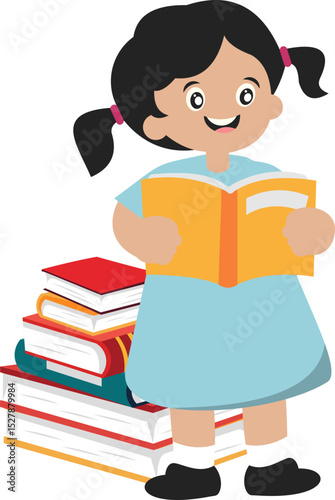 Children Reading a Books Illustration