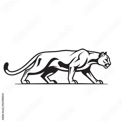 Majestic Cougar Illustration Powerful Wildcat Design