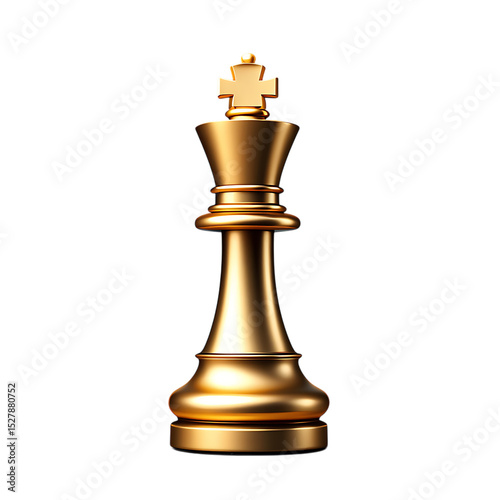 Golden chess king piece isolated on white background
