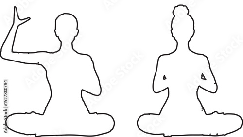 Yoga silhouette. Meditating woman in lotus position. Vector illustration.