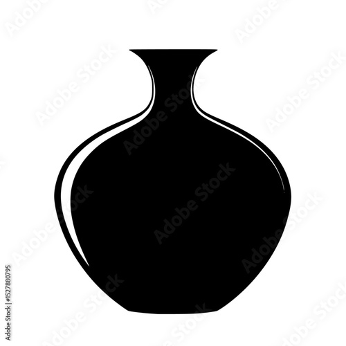 a black silhouette of a vase on a white background black, icon, shape, silhouette, vase , Generative art.