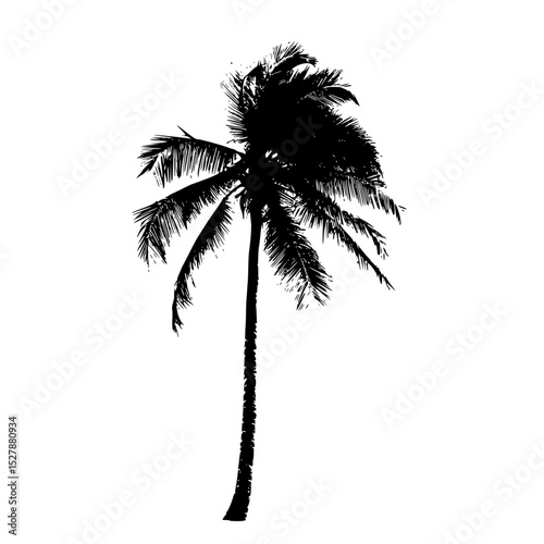 a silhouette of a palm tree on a white background black, palm tree, silhouette , Generative art.