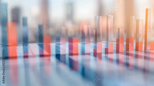 Close-up of red and blue bar chart representing political polling data, election results or voting statistics. Political analysis, democratic process and public opinion research concept.