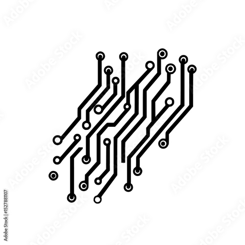 abstract icon in the form of an electronic board with lines abstract, black, board, chip, electronic, form, icon, illustration, line , Generative art.