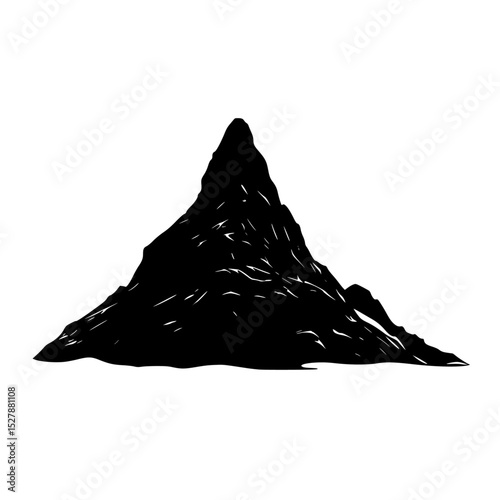 black silhouette of a mountain on a white background illustration black, hill, icon, illustration, mountain, silhouette , Generative art.