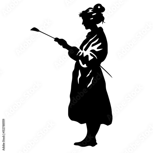 a black silhouette of a woman playing golf black, golf, hand, illustration, play, silhouette, woman , Generative art.