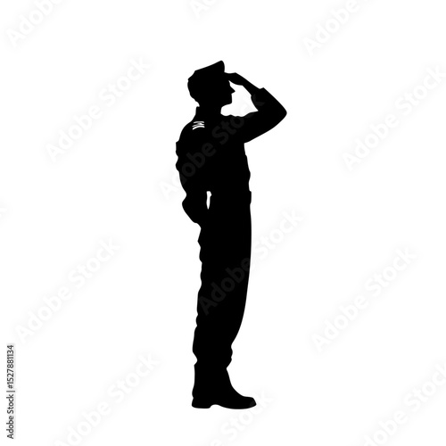 a black silhouette of a police officer or soldier in uniform black, man, police officer, silhouette, soldier, stand, uniform , Generative art.