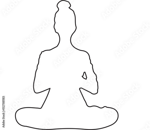 Yoga silhouette. Meditating woman in lotus position. Vector illustration.
