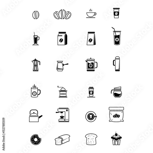 coffee shop outline icon set
