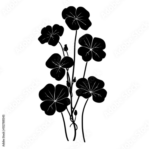 a silhouette of flowers in black color in a simple style black, color, design, flower, icon, silhouette, single, style , Generative art.