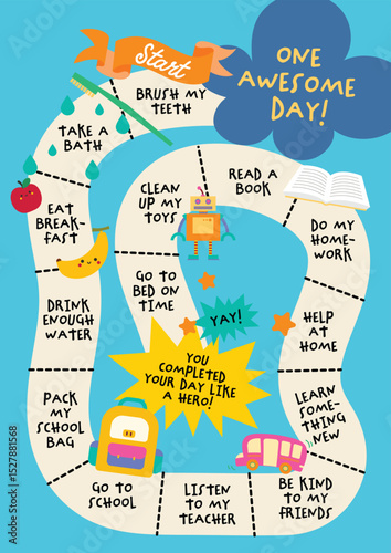 Adorable kawaii daily task journal for kids with simple routines like brush your teeth and do homework, designed to build good habits with fun visuals.