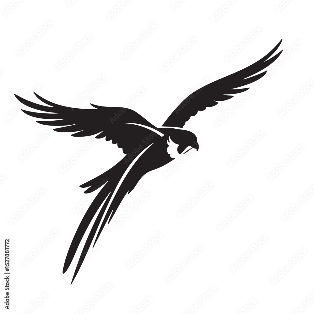 Obraz premium Majestic Parrot in Flight A Stunning Silhouette Illustration