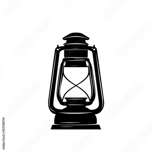a black silhouette of a lantern in a simple style black, icon, illustration, lamp, lantern, silhouette, style , Generative art.