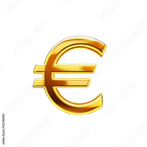 Shiny golden euro symbol 3d render isolated on white background