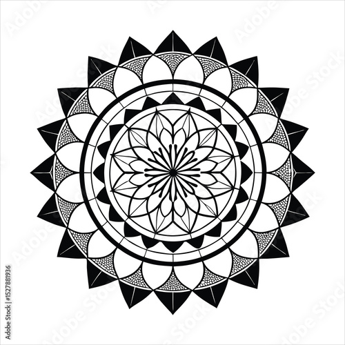 Abstract seamless round floral mandala pattern vector illustration