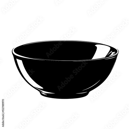 a black and white icon of a bowl black, bowl, icon, silhouette , Generative art.