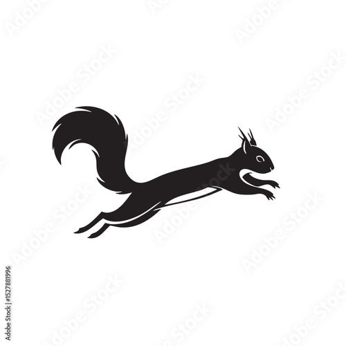 Leaping Squirrel A Dynamic Black and White Illustration of a Squirrel in Motion
