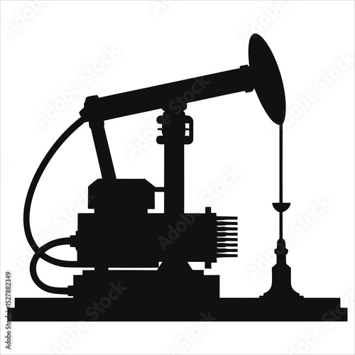 Vector  Silhouette of an Oil Pump Jack( Vacuum Pumps)/A clean, impactful silhouette of an oil pump jack, perfect for depicting energy exploration or industrial themes.