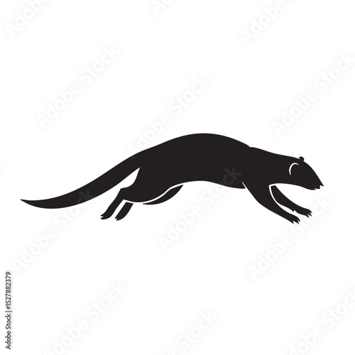 Elegant Silhouette of a Leaping Weasel A Wildlife Vector Illustration