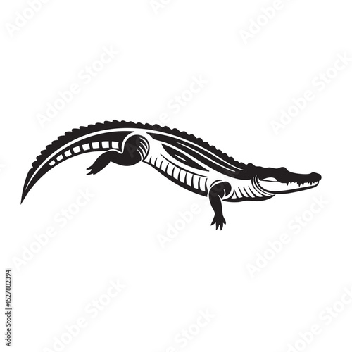 Powerful Alligator Illustration  A Majestic Reptile Design Concept