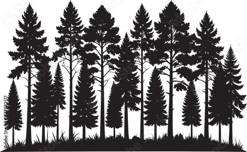 Forest Silhouette Black Vector Illustration