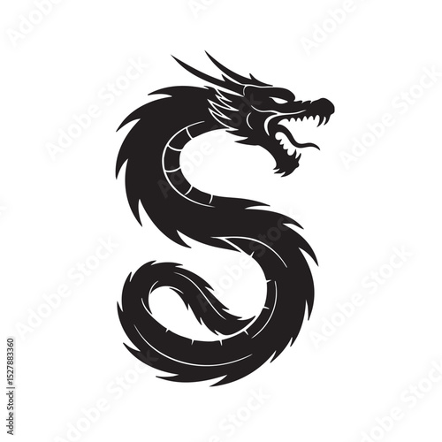 Wallpaper Mural Majestic Asian Dragon Mythical Creature Silhouette Art Torontodigital.ca