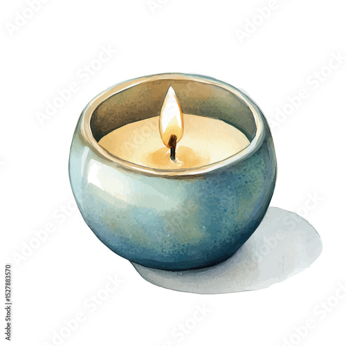 watercolor vector of Minimalist Ceramic Candle Holder, high quality, isolated on a white background.