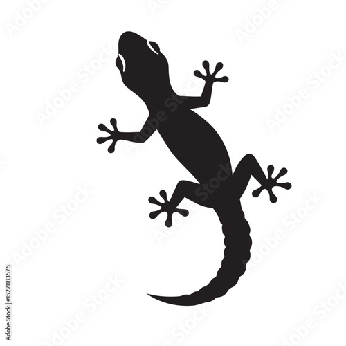 Elegant Gecko Silhouette A Vector Illustration of a Climbing Reptile