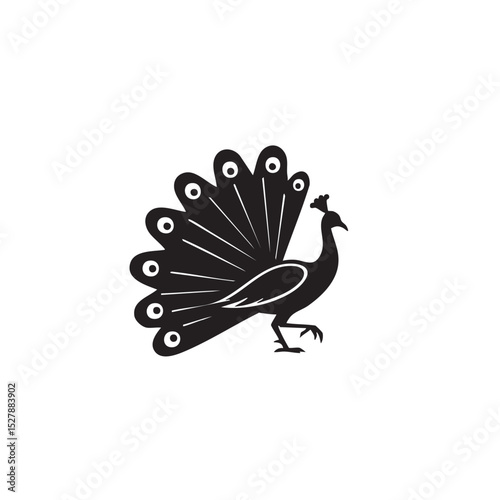 Elegant Peacock Silhouette A Striking Vector Illustration of a Majestic Bird