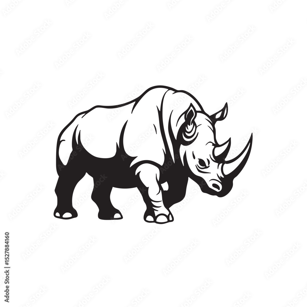 Fototapeta premium Majestic Rhino Illustration Powerful African Wildlife Vector Graphic