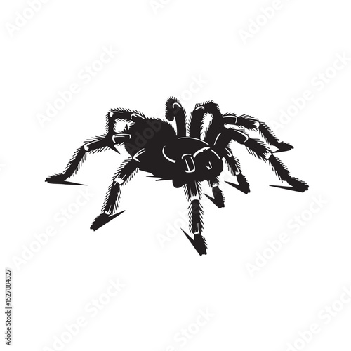 Tarantula Silhouette A Striking Black and White Spider Illustration