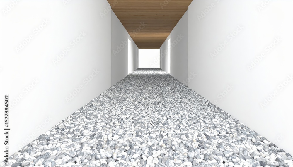 Obraz premium Passageway covered with pebbles, 3D Rendering