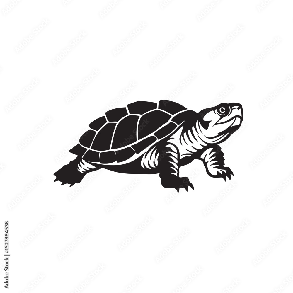 Obraz premium Majestic Turtle Illustration A Black and White Vector Graphic of a Turtle