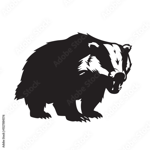 Majestic Badger A Striking Black and White Illustration