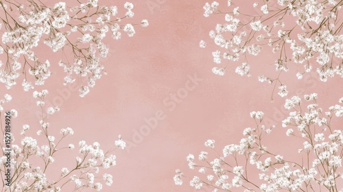 Pink floral heart background with seamless love and nature design, wallpaper
