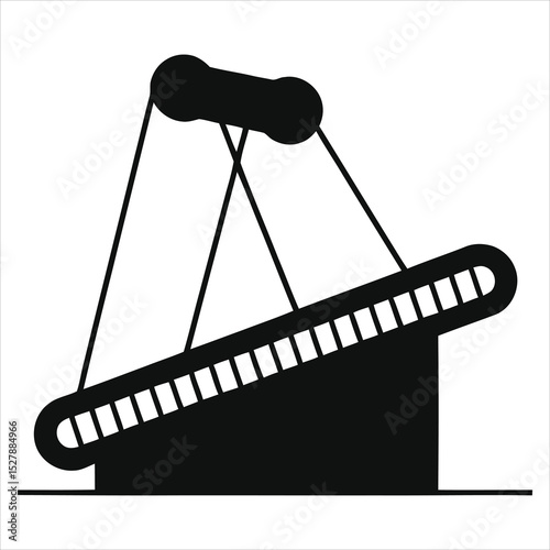 Silhouette Illustration of an Industrial Conveyor Belt System/A clean, minimalist vector graphic of an industrial conveyor belt system.