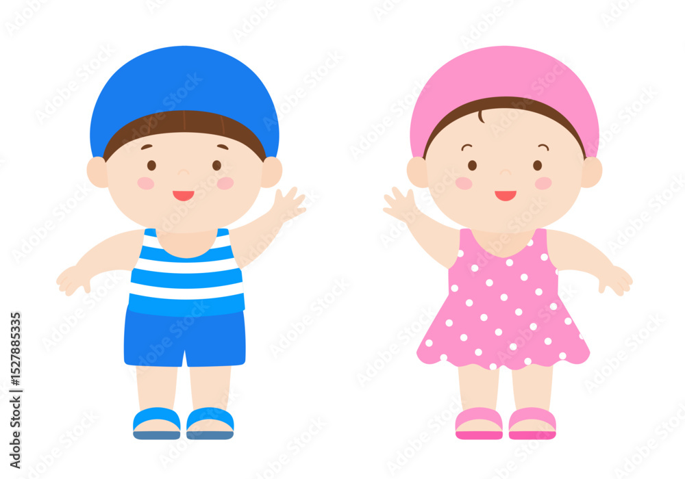 어린이 수영복 벡터 어린이 수영복 벡터