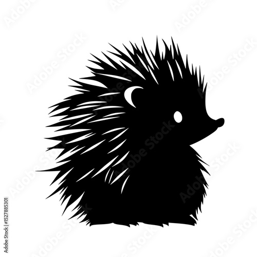 illustration of a black silhouette of a hedgehog on a white background animal, black, hedgehog, illustration, logo, silhouette , Generative art.